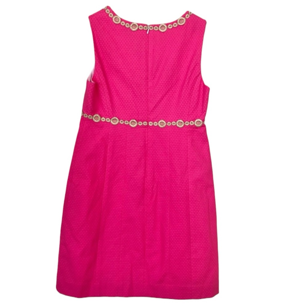 LILLY PULITZER Rosie Shift Dress in Hotty Pink w/ Gold Trim Size 14 -- NWT - Picture 6 of 9